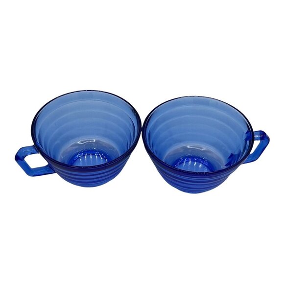 HAZEL ATLAS Other - 2 Mid-Century 1930's Hazel Atlas Moderntone Cobalt Blue Glass Cups Replacements